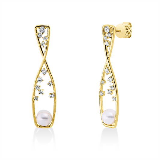 Ohrschmuck 18 kt GG, 22 Brill. 0,54 ct, TW-si, 2 SW weiß 6 mm