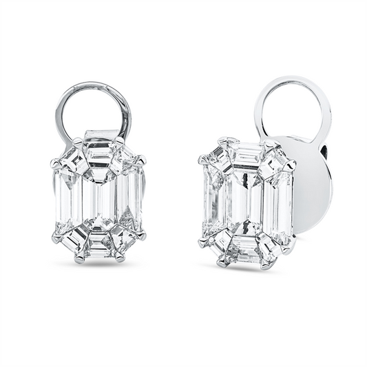 Ohrstecker 18 kt WG, 18 Fant-Schl. 1,73 ct, TW-vsi