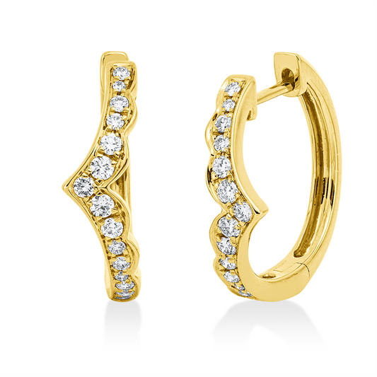 Creolen 18 kt GG, 16 Brill. 0,22 ct, TW-si, 14 Brill. 0,10 ct, TW-si