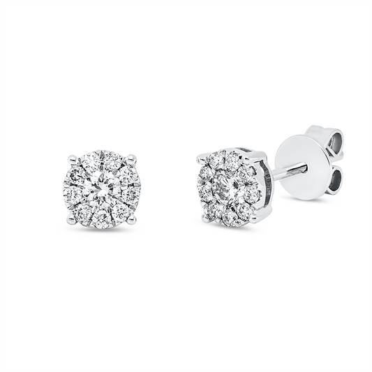 Ohrstecker 18 kt WG, 2 Brill. 0,17 ct, W-si, 18 Brill. 0,15 ct, W-si
