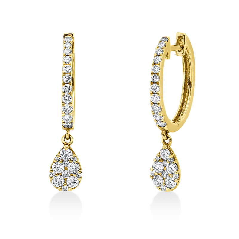 Creolen 18 kt GG, 46 Brill. 0,50 ct, TW-si