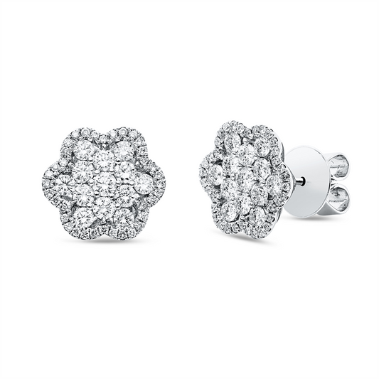 Ohrstecker 18 kt WG, 24 Brill. 1,24 ct, TW-vsi, 2 Brill. 0,15 ct, TW-vsi, 72 Brill. 0,31 ct, TW-vsi