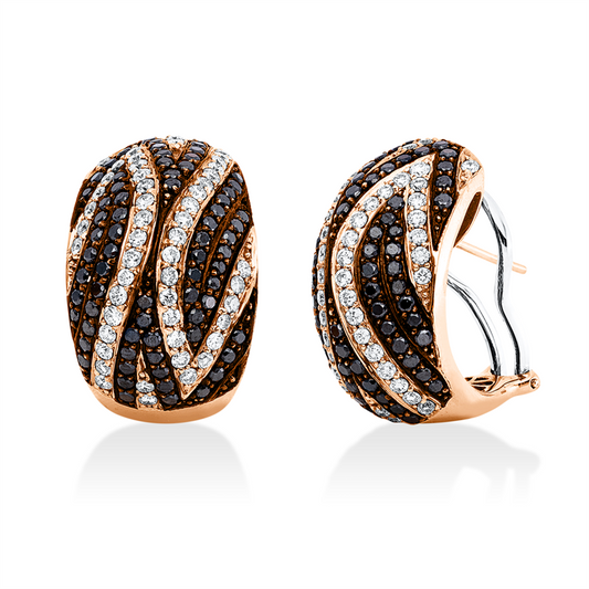 Creolen 18 kt , Fassung teils schwarz rhodinie, 100 Brill. 1,61 ct, TW-vsi/si, 140 Brill. 2,25 ct, schwarz