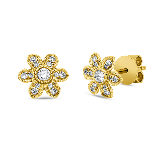 Ohrstecker 18 kt GG, 24 Brill. 0,10 ct, TW-si/pi, 2 Brill. 0,07 ct, TW-si/pi