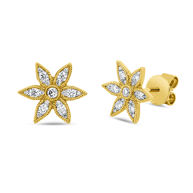 Ohrstecker 18 kt GG, 38 Brill. 0,28 ct, TW/W-si/pi