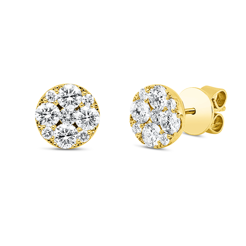 Ohrstecker 18 kt GG, 8 Brill. 1,12 ct, TW-si, 10 Brill. 0,22 ct, TW-si