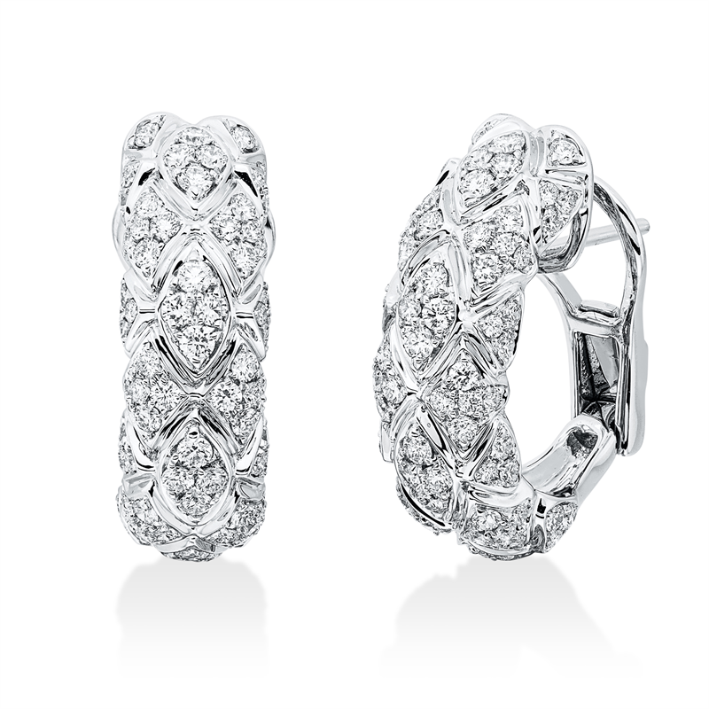 Creolen 18 kt WG, 144 Brill. 1,62 ct, TW-vsi