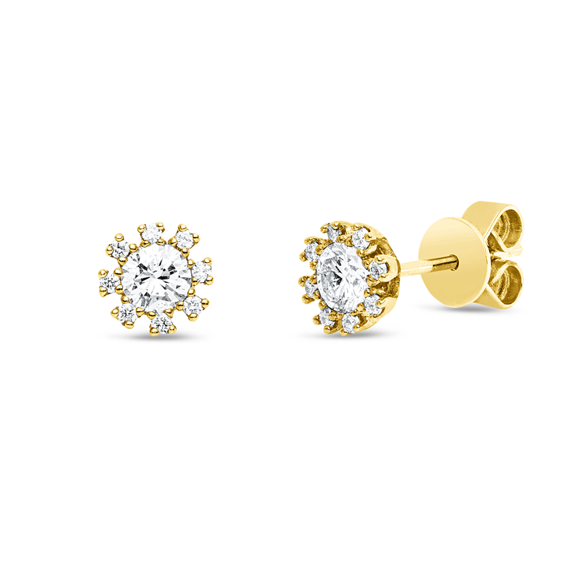 Ohrstecker 18 kt GG, 16 Brill. 0,11 ct, TW-si1, 2 Brill. 0,47 ct, TW-si1