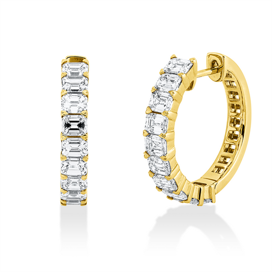 Creolen 18 kt GG, 20 Sm.schliff 3,11 ct, TW-vsi