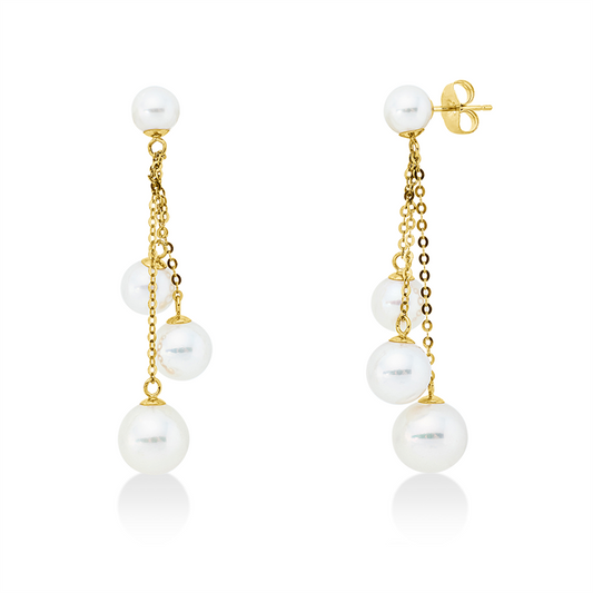 Ohrschmuck 18 kt GG, 2 ZP weiß 7 mm, 2 ZP weiß 6,5 mm, 2 ZP weiß 5,5 mm, 2 ZP weiß 8 mm