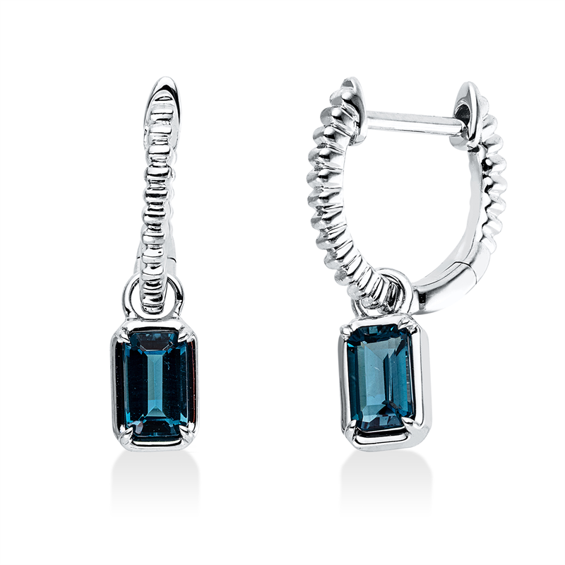 Ohrschmuck 18 kt WG, 2 Topase 0,62 ct Lond. blue