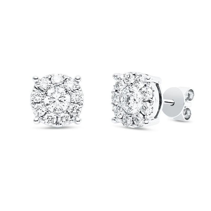Ohrstecker 18 kt WG, 2 Brill. 0,51 ct, W-si, 18 Brill. 0,48 ct, W-si