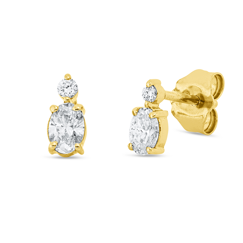Ohrstecker 18 kt GG, 2 Oval 0,30 ct, TW-si, 2 Brill. 0,03 ct, TW-si