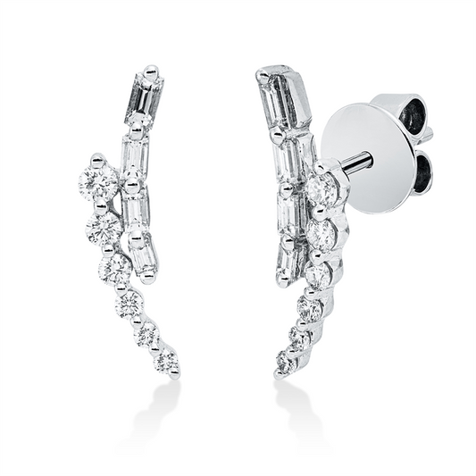 Ohrschmuck 18 kt WG, 8 Bag. 0,31 ct, TW-si, 12 Brill. 0,30 ct, TW-si