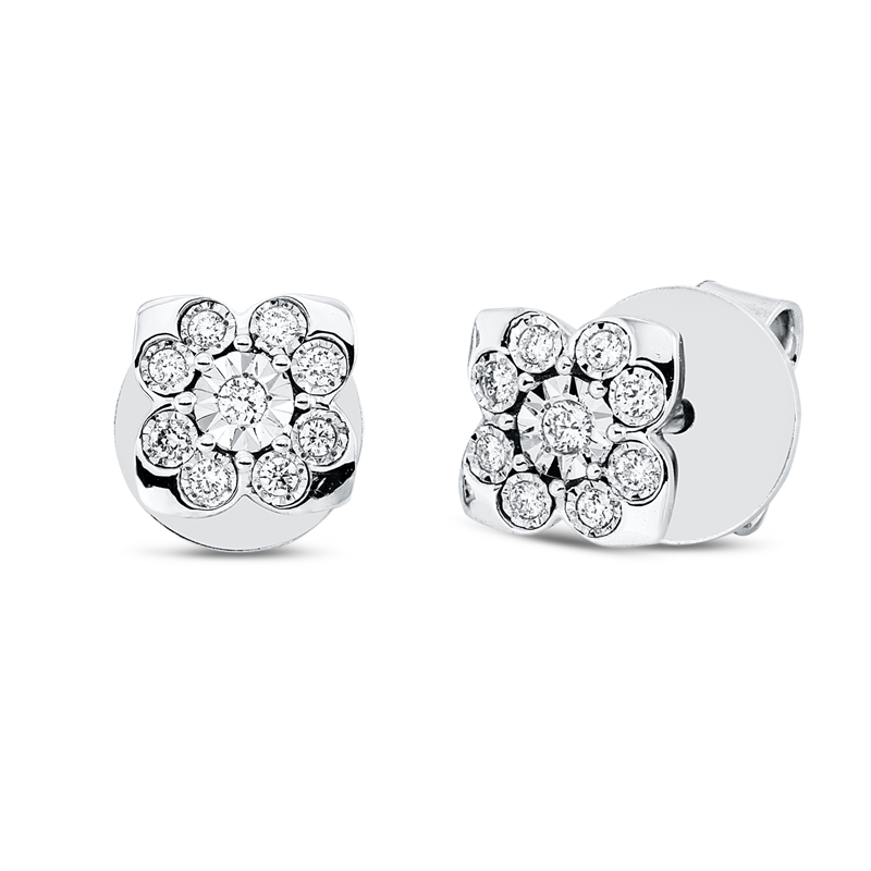 Ohrstecker 18 kt WG, 18 Brill. 0,10 ct, TW-si