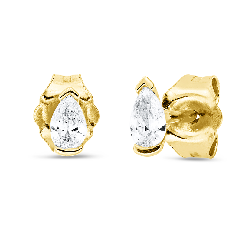 Ohrstecker 18 kt GG, 2 Tropfen 0,21 ct, TW-si