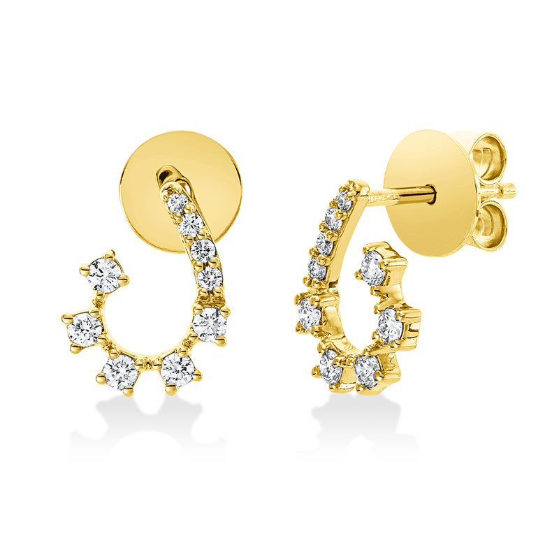 Ohrstecker 18 kt GG, 6 Brill. 0,07 ct, TW-si, 10 Brill. 0,25 ct, TW-si, 2 Brill. 0,01 ct, TW-si