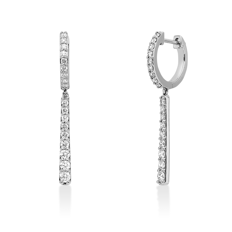 Ohrschmuck 18 kt WG, 8 Brill. 0,34 ct, TW-si, 28 Brill. 0,38 ct, TW-si