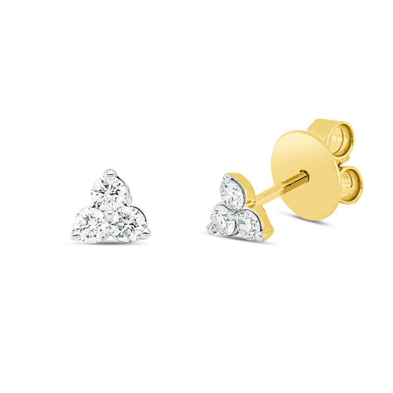 Ohrstecker 18 kt GG, Fassung rhodiniert, 6 Brill. 0,31 ct, TW-si