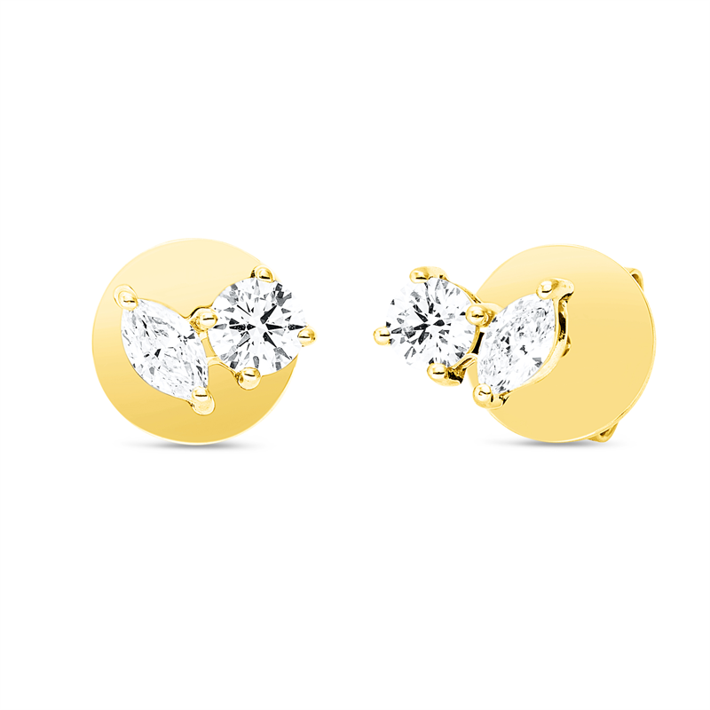Ohrstecker 18 kt GG, 2 Nav. 0,17 ct, TW-si, 2 Brill. 0,24 ct, TW-si