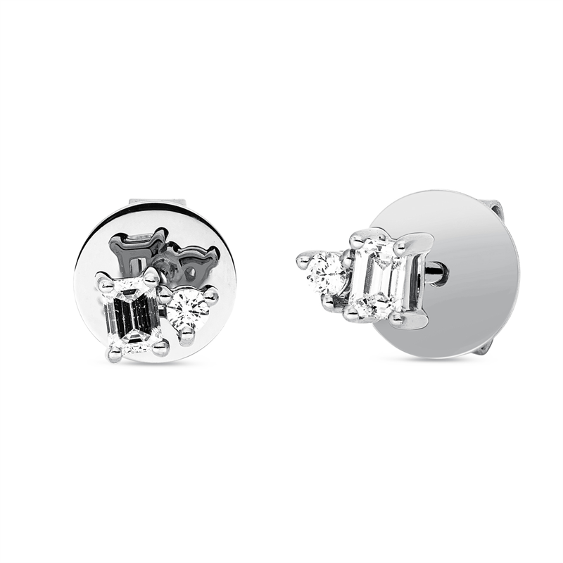 Ohrstecker 18 kt WG, 2 Sm.schliff 0,17 ct, TW-si, 2 Brill. 0,05 ct, TW-si