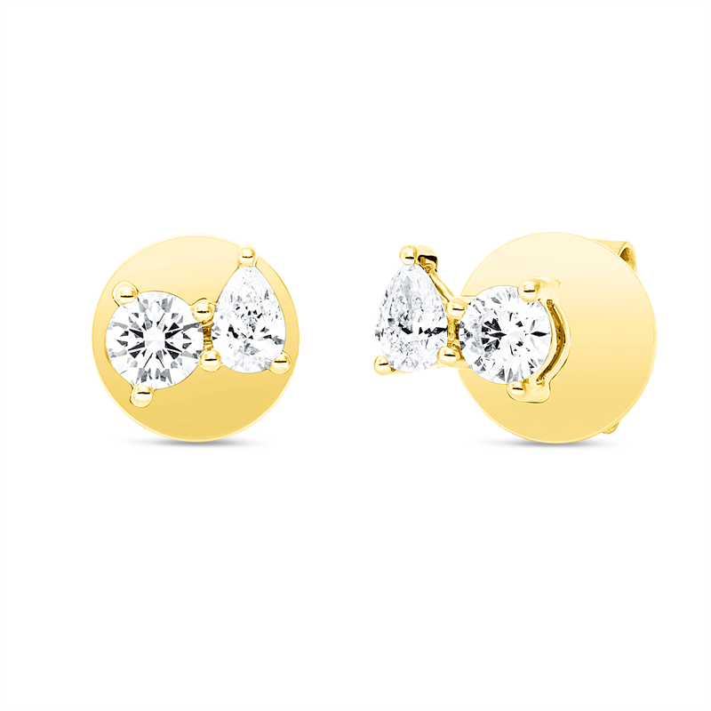 Ohrstecker 18 kt GG, 2 Tropfen 0,17 ct, TW-si, 2 Brill. 0,25 ct, TW-si