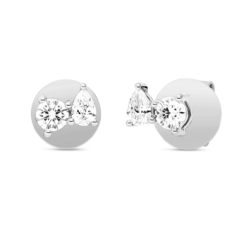 Ohrstecker 18 kt WG, 2 Tropfen 0,16 ct, TW-si, 2 Brill. 0,24 ct, TW-si