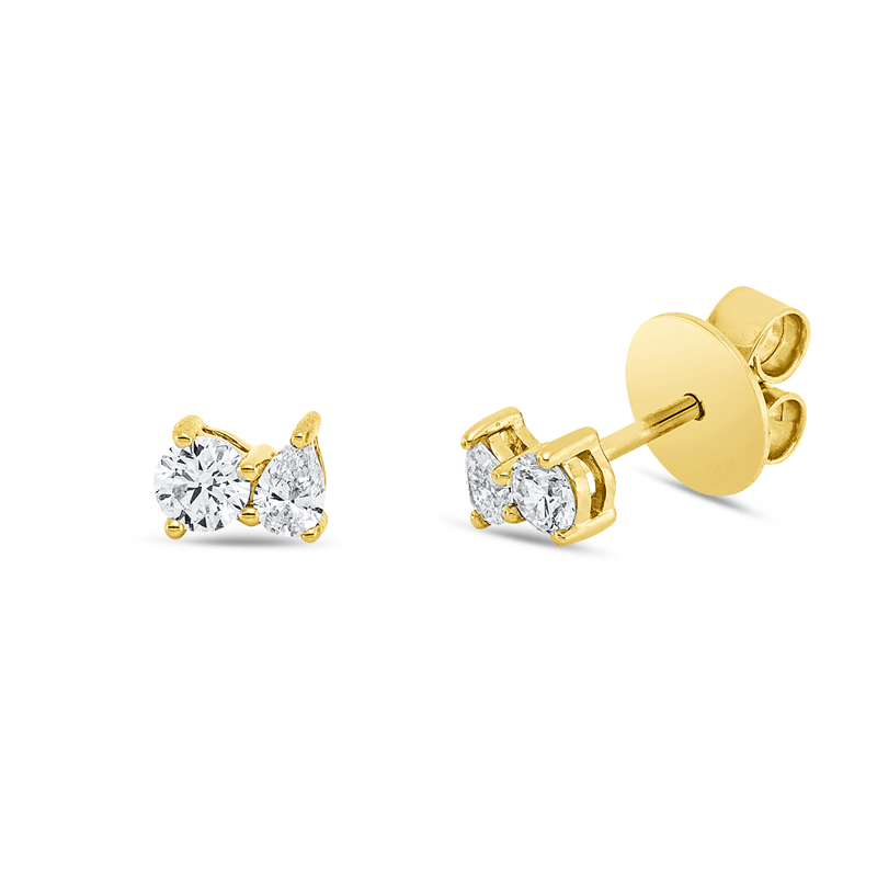Ohrstecker 18 kt GG, 2 Tropfen 0,10 ct, TW-si, 2 Brill. 0,22 ct, TW-si