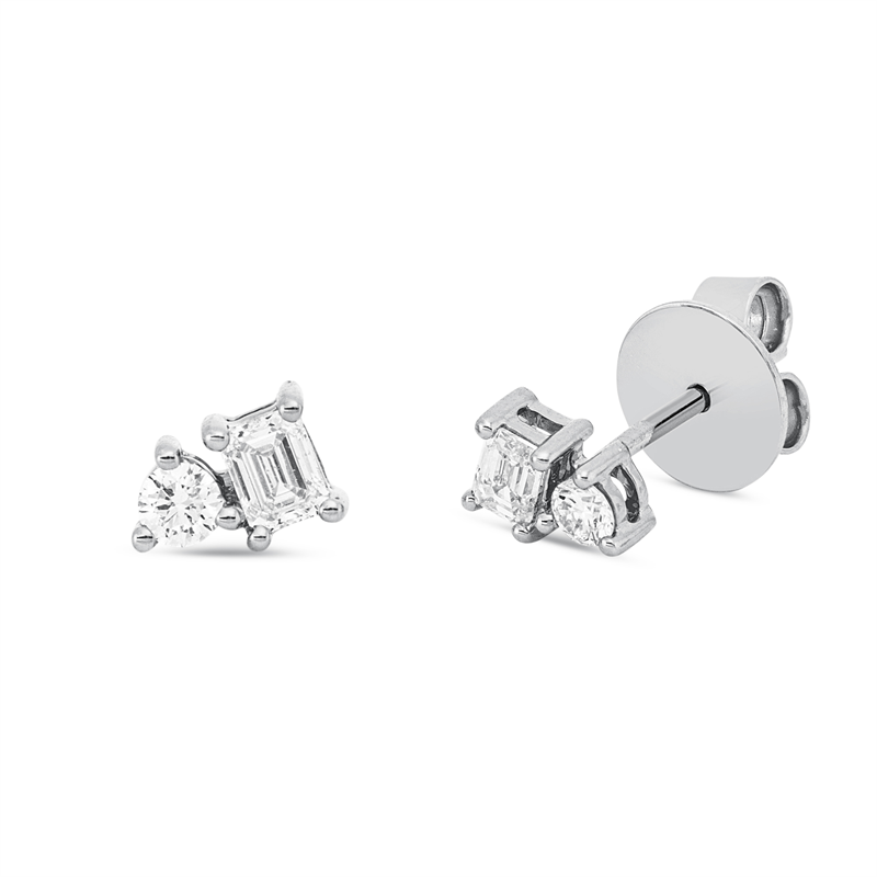Ohrstecker 18 kt WG, 2 Sm.schliff 0,28 ct, TW-si, 2 Brill. 0,12 ct, TW-si