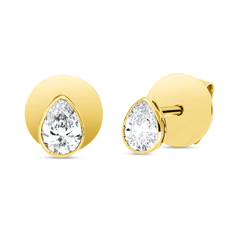 Ohrstecker 18 kt GG, 2 Tropfen 0,42 ct, TW-si
