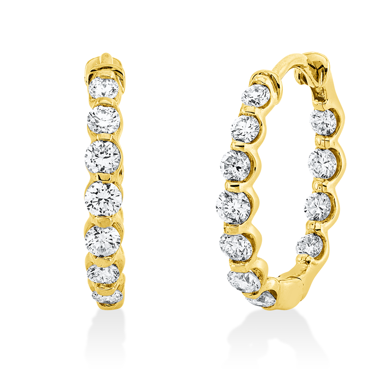Creolen 18 kt GG, 22 Brill. 0,74 ct, TW-si