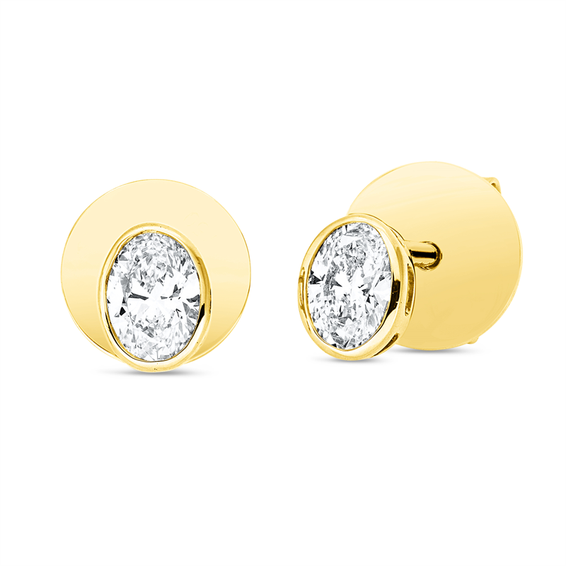 Ohrstecker 18 kt GG, 2 Oval 0,41 ct, TW-si