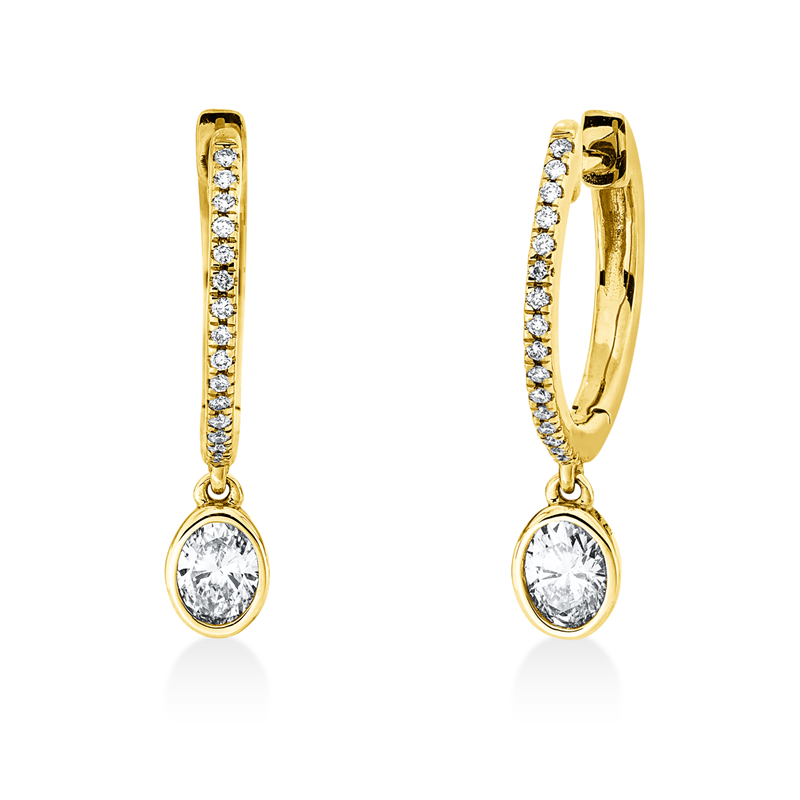 Ohrschmuck 18 kt GG, 32 Brill. 0,08 ct, TW-si, 2 Oval 0,40 ct, TW-si