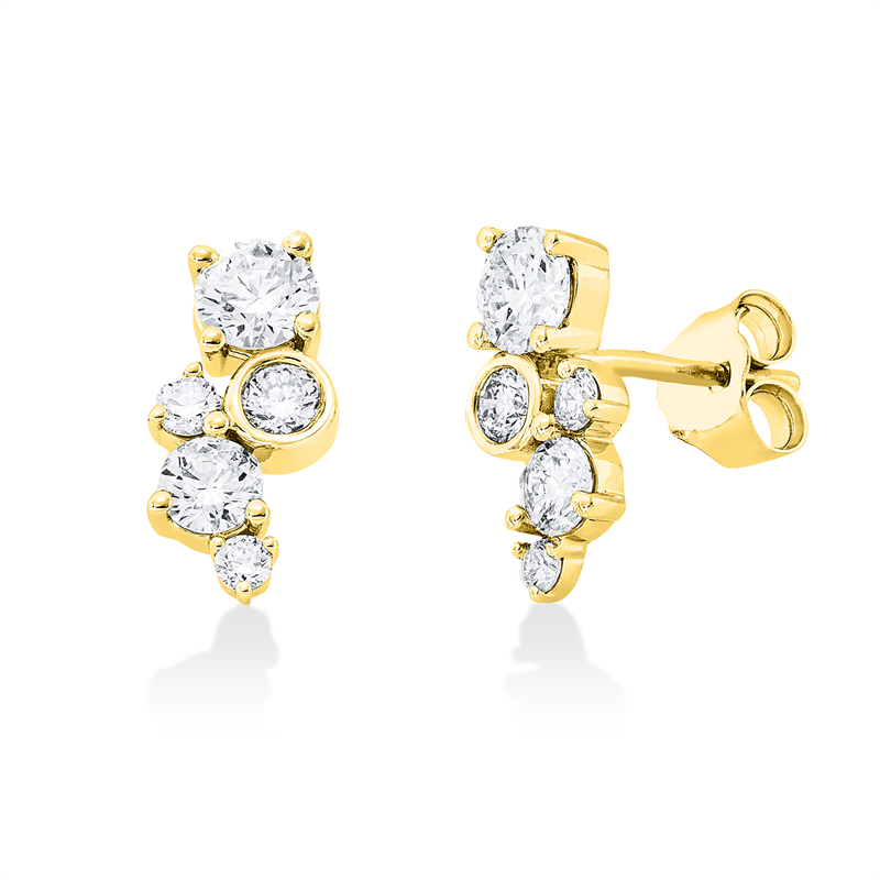Ohrstecker 18 kt GG, 2 Brill. 0,26 ct, TW-si, 2 Brill. 0,12 ct, TW-si, 2 Brill. 0,07 ct, TW-si, 2 Brill. 0,04 ct, TW-si, 2 Brill. 0,50 ct, TW-si