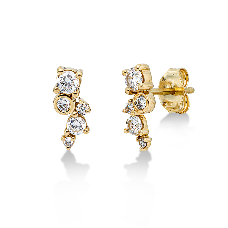 Ohrstecker 18 kt GG, 2 Brill. 0,15 ct, 2 Brill. 0,06 ct, 2 Brill. 0,04 ct, 2 Brill. 0,02 ct, 2 Brill. 0,22 ct, TW-si