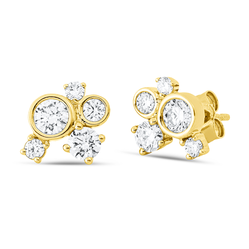 Ohrstecker 18 kt GG, 2 Brill. 0,33 ct, TW-si, 2 Brill. 0,13 ct, TW-si, 2 Brill. 0,10 ct, TW-si, 2 Brill. 0,08 ct, TW-si, 2 Brill. 0,37 ct, TW-si