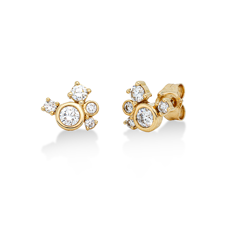 Ohrstecker 18 kt GG, 2 Brill. 0,14 ct, 2 Brill. 0,06 ct, 2 Brill. 0,04 ct, 2 Brill. 0,04 ct, 2 Brill. 0,23 ct, TW-si