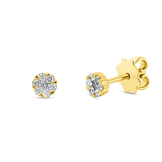 Ohrstecker 18 kt GG, 2 Brill. 0,08 ct, TW-si, 12 Brill. 0,13 ct, TW-si