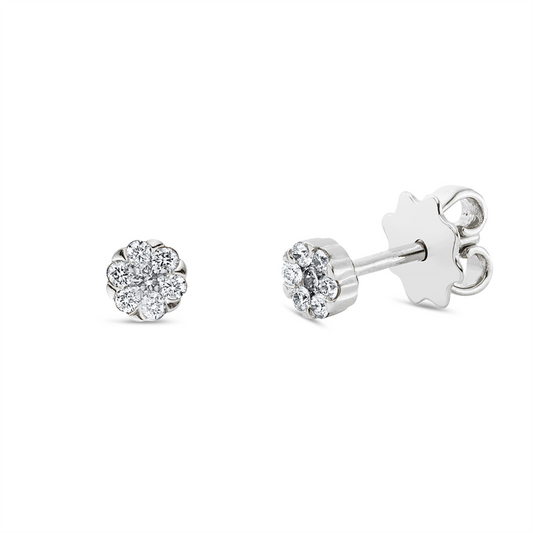 Ohrstecker 18 kt WG, 2 Brill. 0,08 ct, TW-si, 12 Brill. 0,13 ct, TW-si