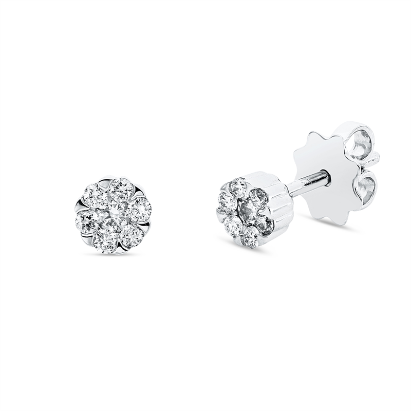 Ohrstecker 18 kt WG, 2 Brill. 0,09 ct, TW-si, 12 Brill. 0,17 ct, TW-si