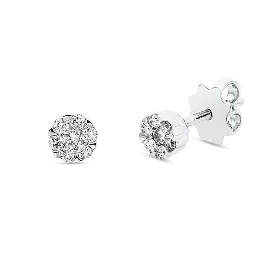 Ohrstecker 18 kt WG, 2 Brill. 0,09 ct, TW-si, 12 Brill. 0,17 ct, TW-si