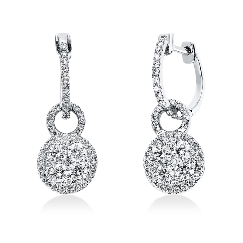 Ohrschmuck 18 kt WG, 108 Brill. 1,26 ct, TW-pi