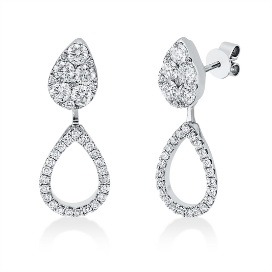 Ohrstecker 18 kt WG, 70 Brill. 1,59 ct, TW-pi