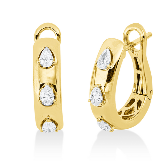 Creolen 18 kt GG, 6 Tropfen 0,34 ct, TW-si