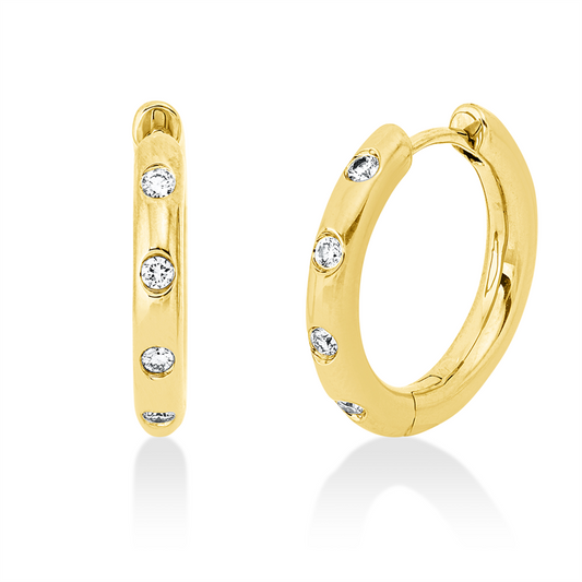 Creolen 18 kt GG, 8 Brill. 0,23 ct, TW-si