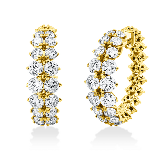 Creolen 18 kt GG, 12 Brill. 1,91 ct, F/TW-si, 16 Brill. 0,94 ct, F/TW-si, 8 Brill. 0,68 ct, F/TW-si