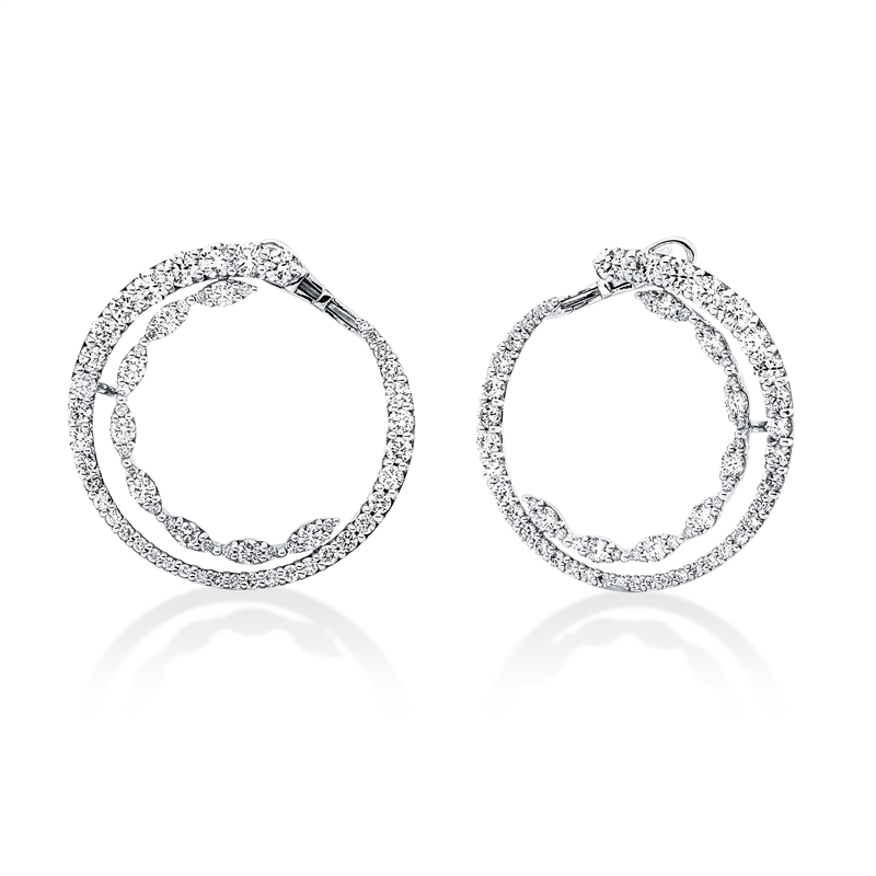 Ohrschmuck 18KW, 2 Brill.0,16ct, 20 Brill.1,44ct, 34 Brill.1,80ct, 24 Brill.0,32ct, 12 Brill.1,30ct, F/TW-si
