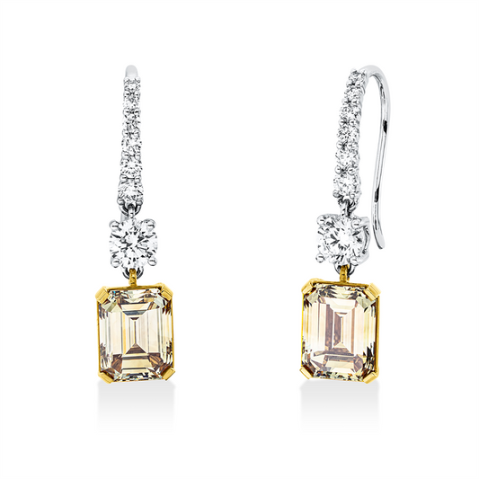 Ohrhänger 18 kt,2 GIA,2 Br 0,64 ct,TW-vvs,12 Br 0,29 ct,TW-vsi/si,2 Sm 4,43 ct,gelb-vsi/si
