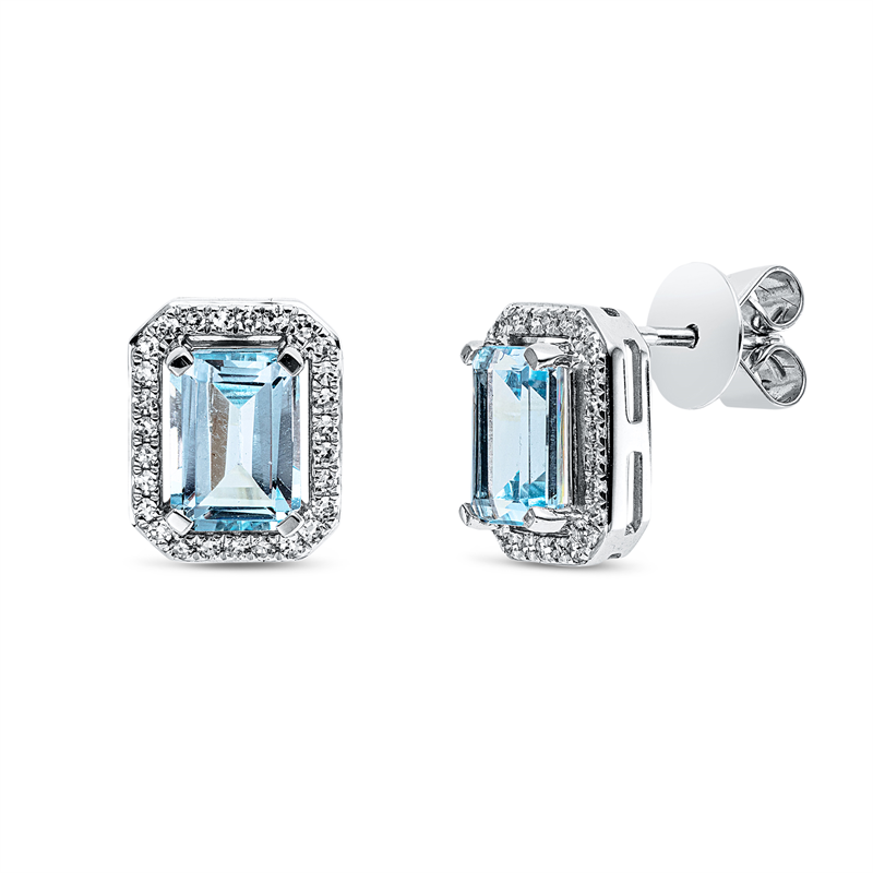 Ohrstecker 18 kt WG, 5x7, 54 Dia. 0,19 ct, TW-si, 2 Topase 2,46 ct sky blue