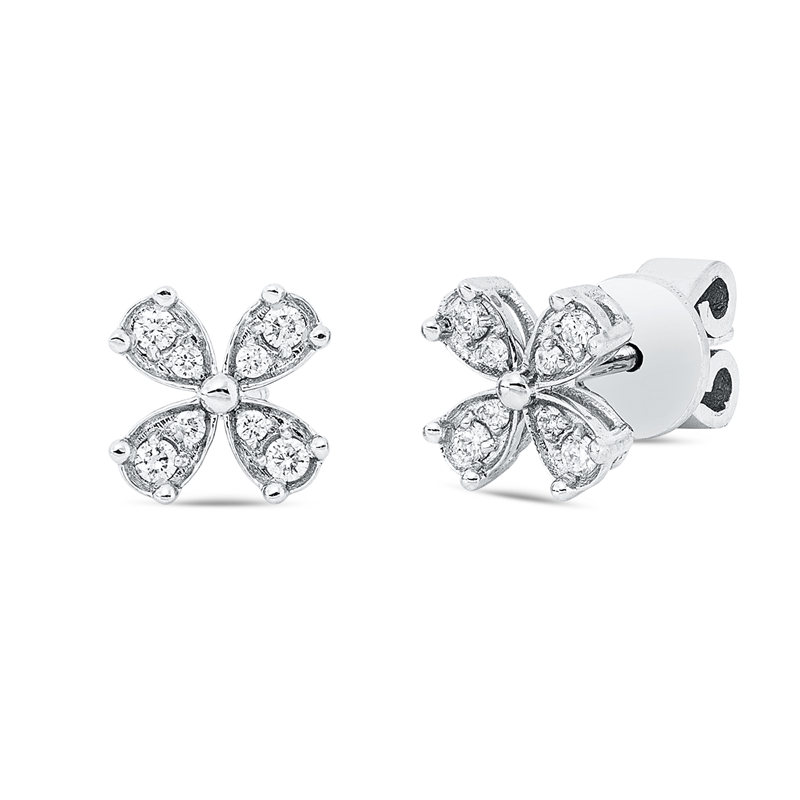 Ohrstecker 18 kt WG, 8 Brill. 0,10 ct, F-si, 8 Brill. 0,02 ct, F-si